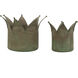 Anita Distressed Gray and Green Crown Planters, Set of 2