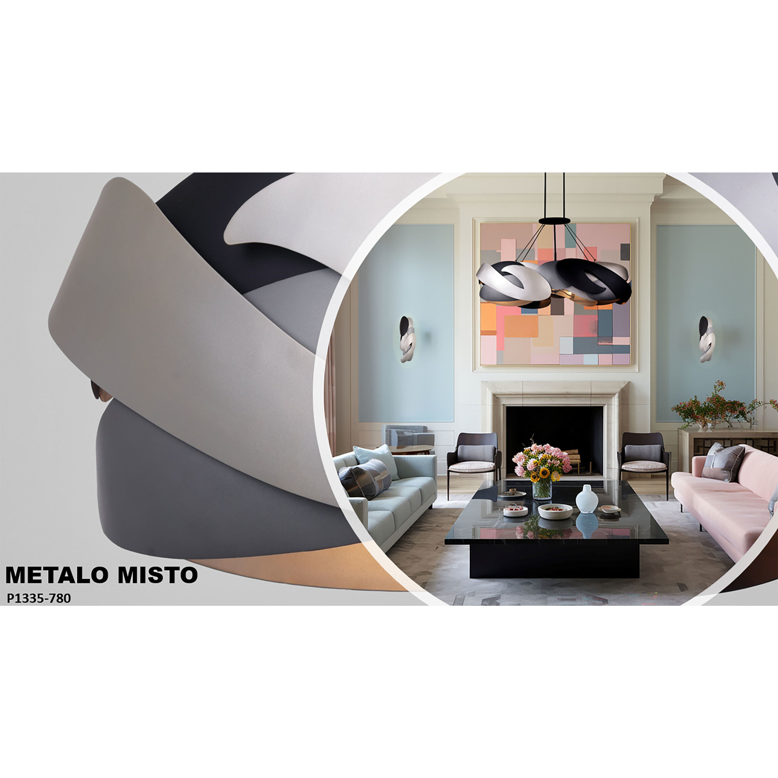 Metalo Misto 6 Light 48 inch Brass / Cola Grey / Matte Black Island Light Ceiling Light