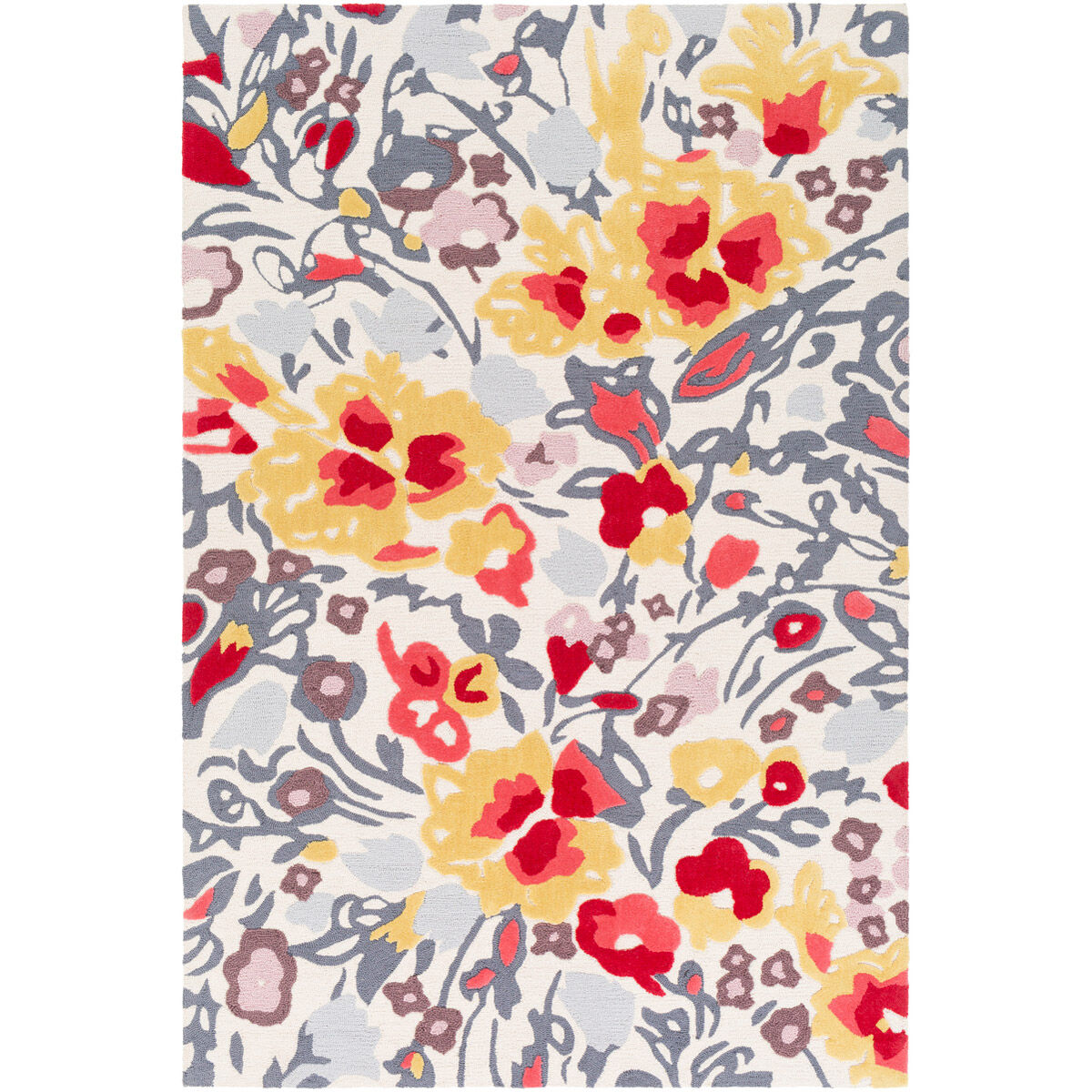 Botanical 36 X 24 inch Mustard/Bright Pink/Bright Red/Rose/Eggplant Rugs