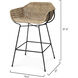 Nusa 32.5 inch Natural Rattan & Black Steel Counter Stool