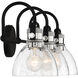 Monico 3 Light 26 inch Coal/Polished Nickel Bath Light Wall Light