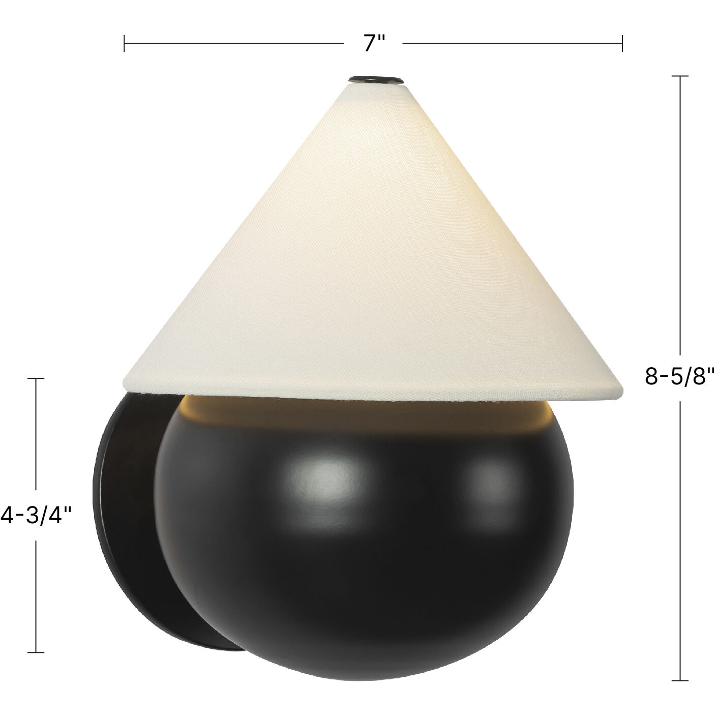 Alora Mood Rowan 7 inch Matte Black and White Linen Wall Sconce Wall Light