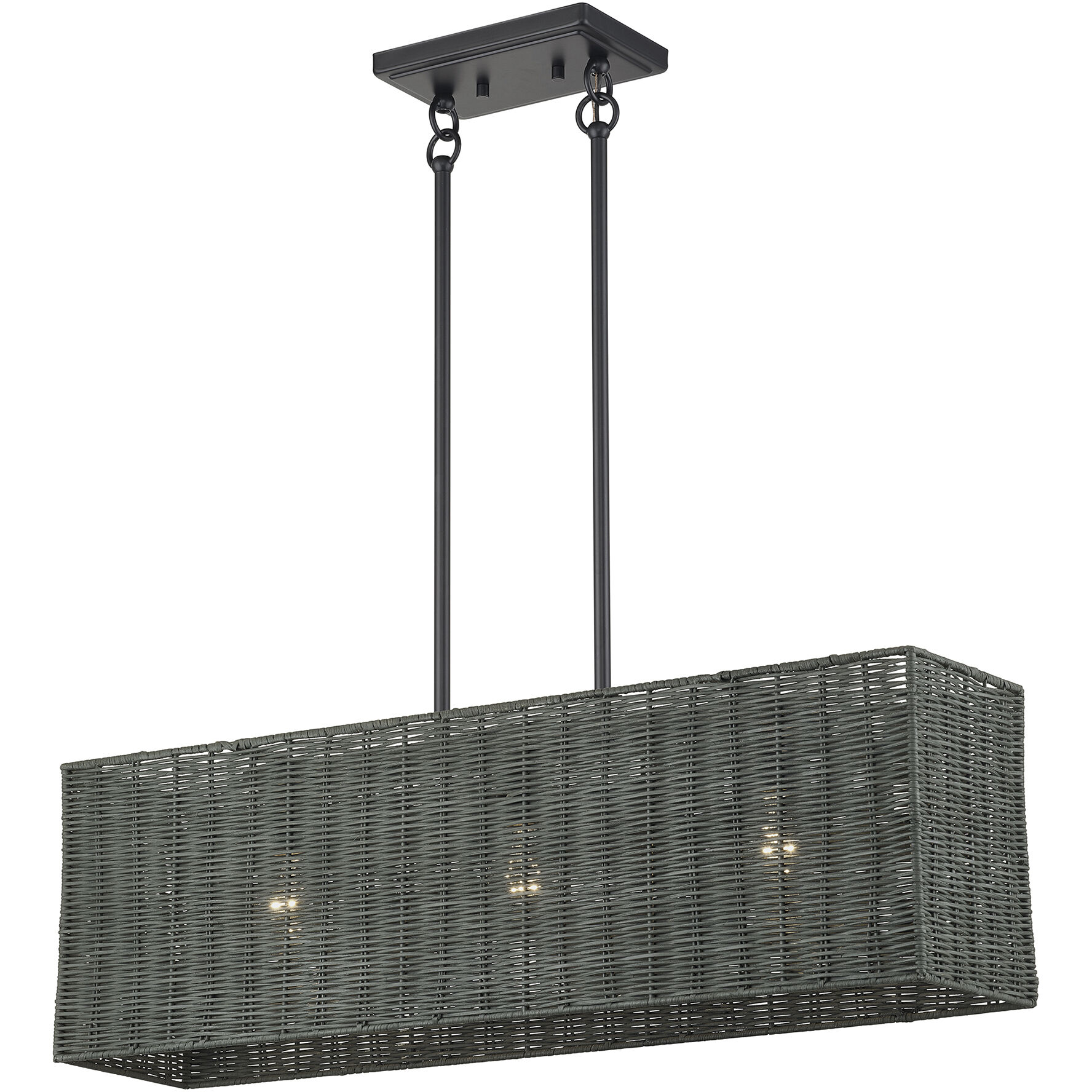 Weavington 3 Light 30 inch Black Linear Chandelier Ceiling Light, Medium