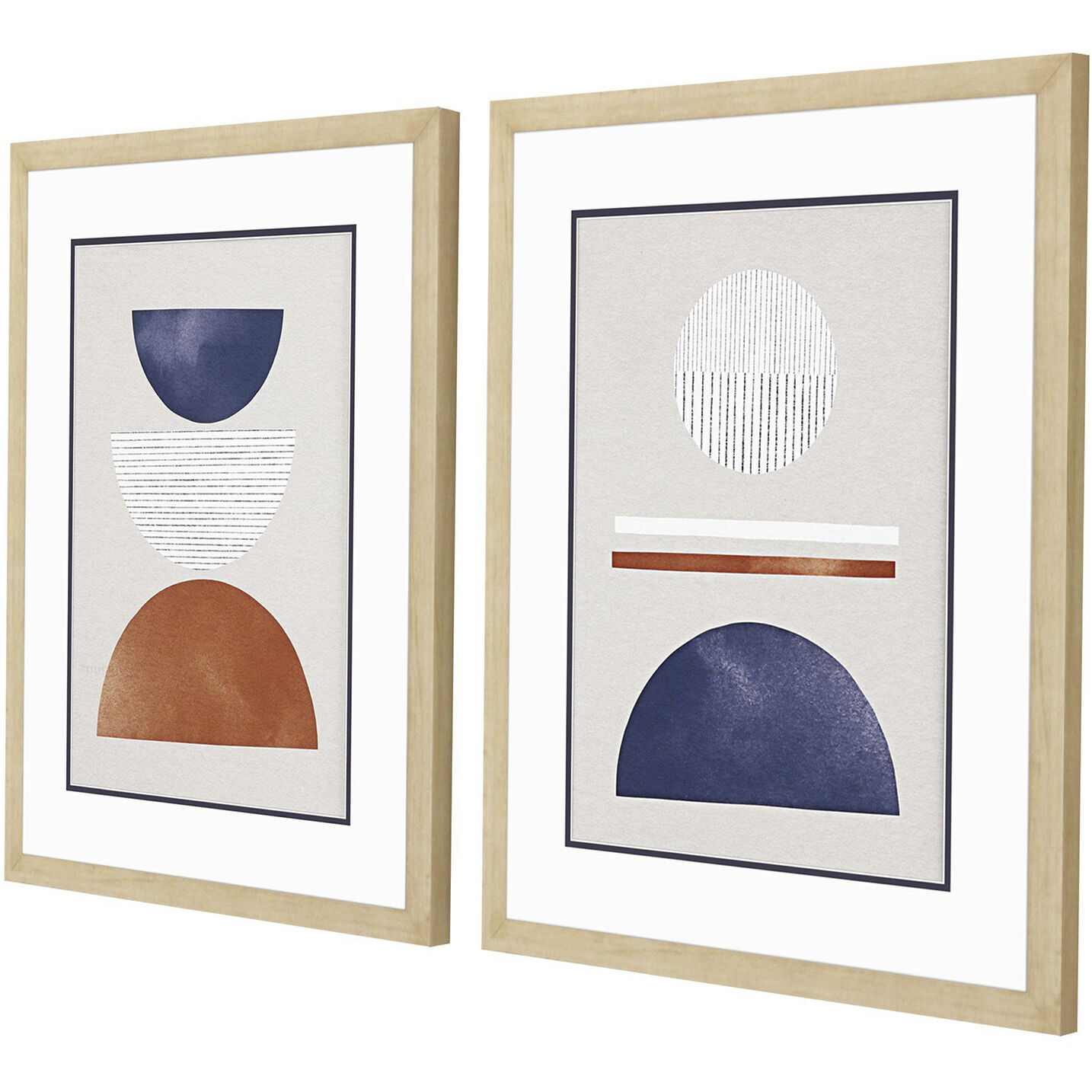 Helgo Kalvo Oland Sanna Blue and Orange and Black and White Framed Art, Propac