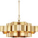 Grand Lotus 6 Light 30 inch Antique Gold Leaf Chandelier Ceiling Light, Large, Semi-Flush Convertible