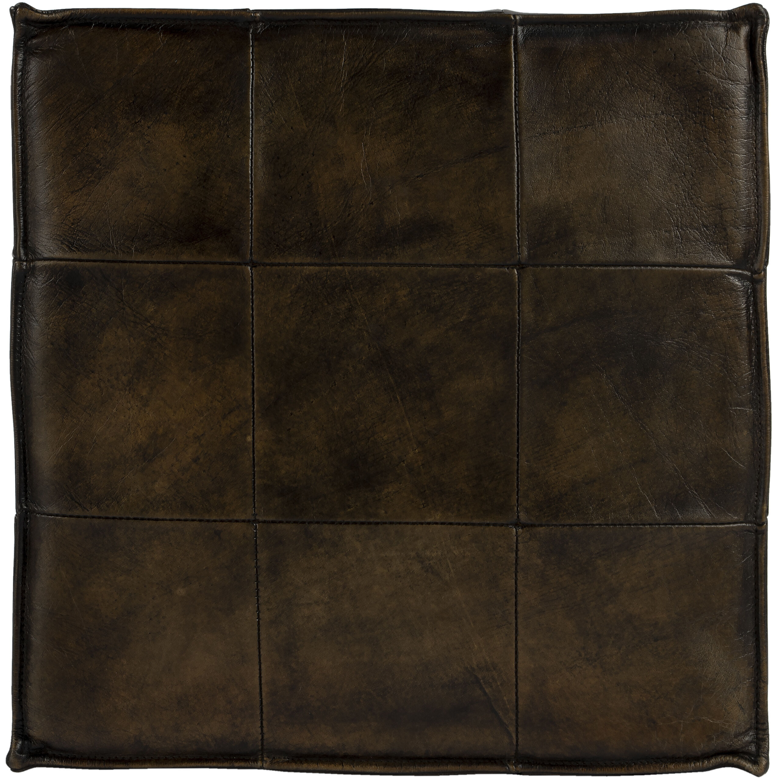 Leon Leather Cube Ottoman in Dark Brown