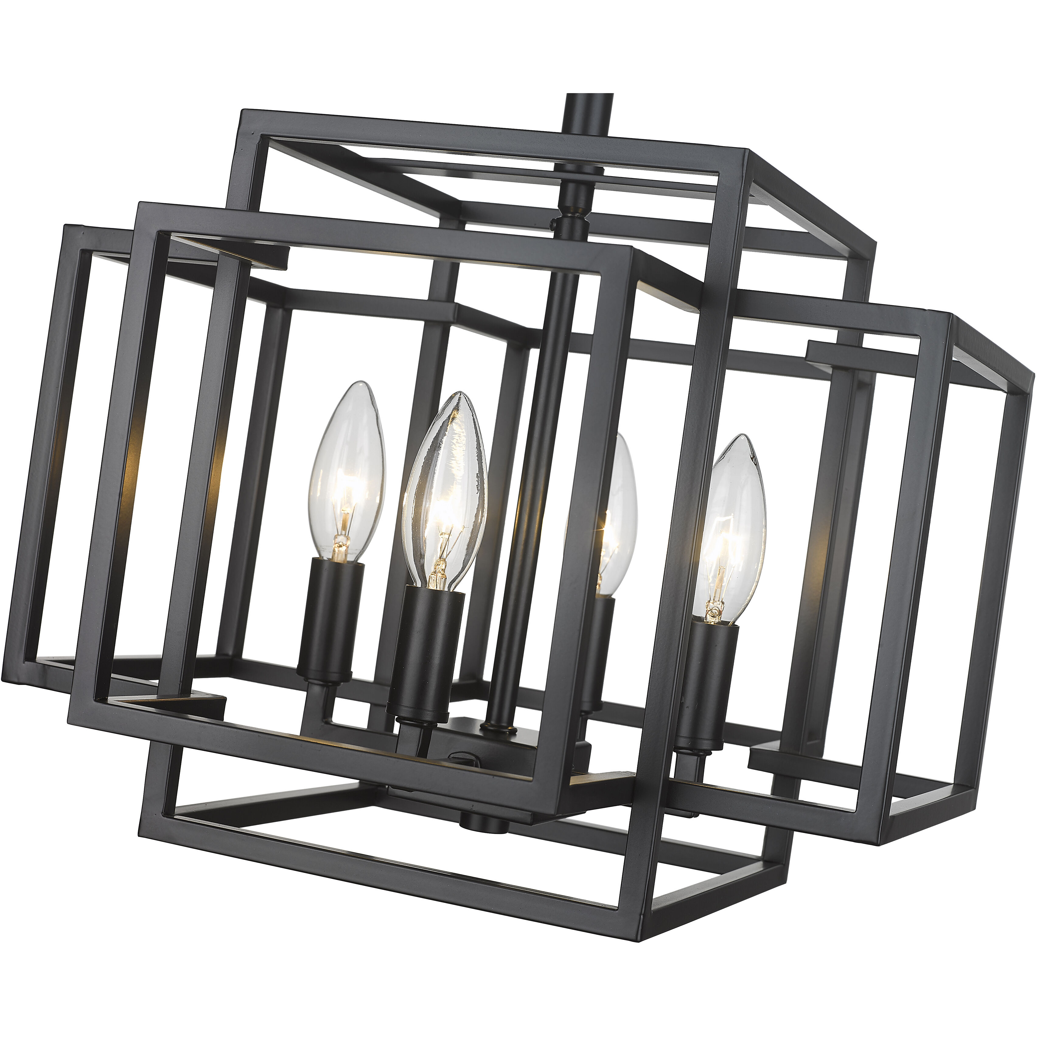 Titania 4 Light 14 inch Matte Black Semi Flush Mount Ceiling Light in 7