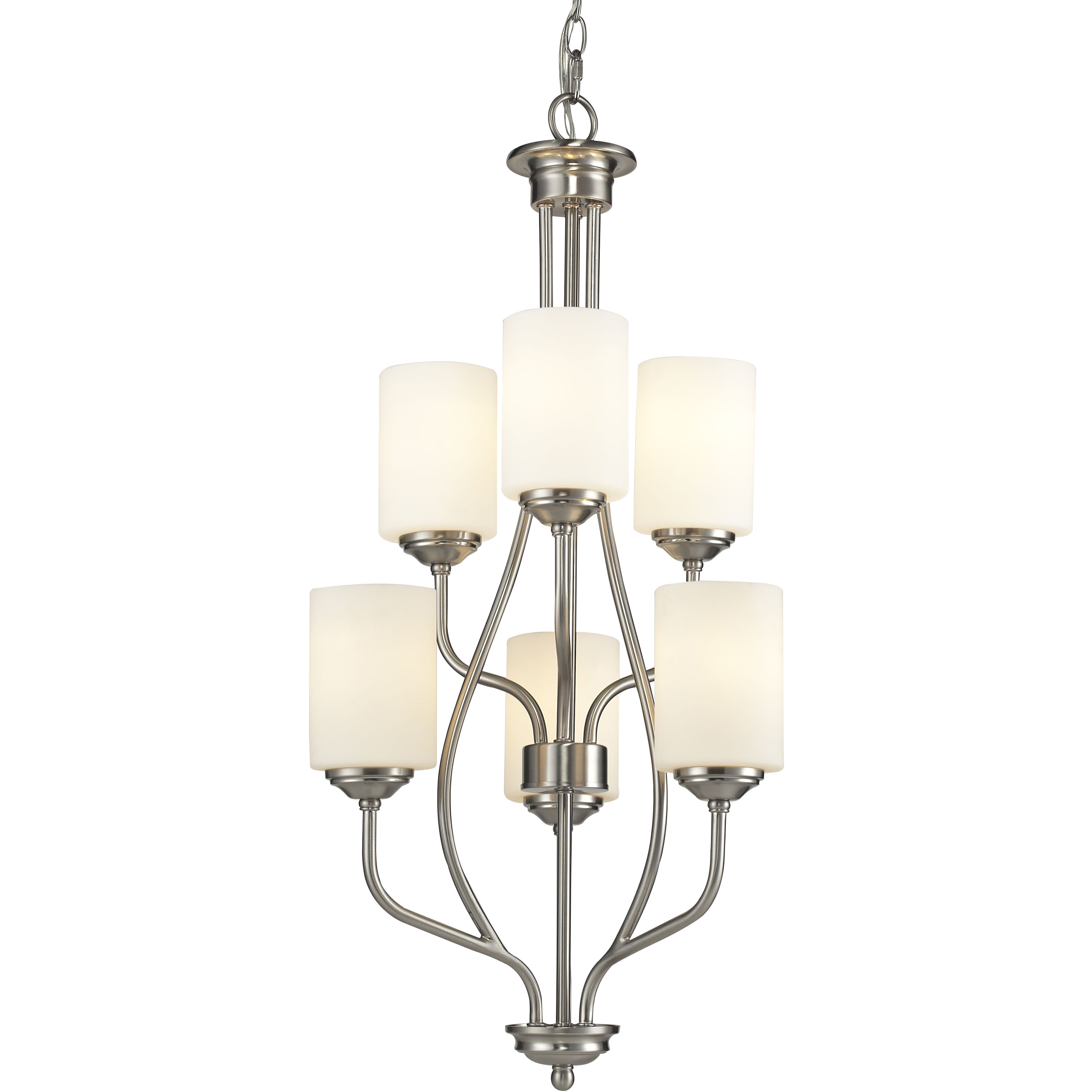 Cardinal 6 Light 18 inch Brushed Nickel Chandelier Ceiling Light