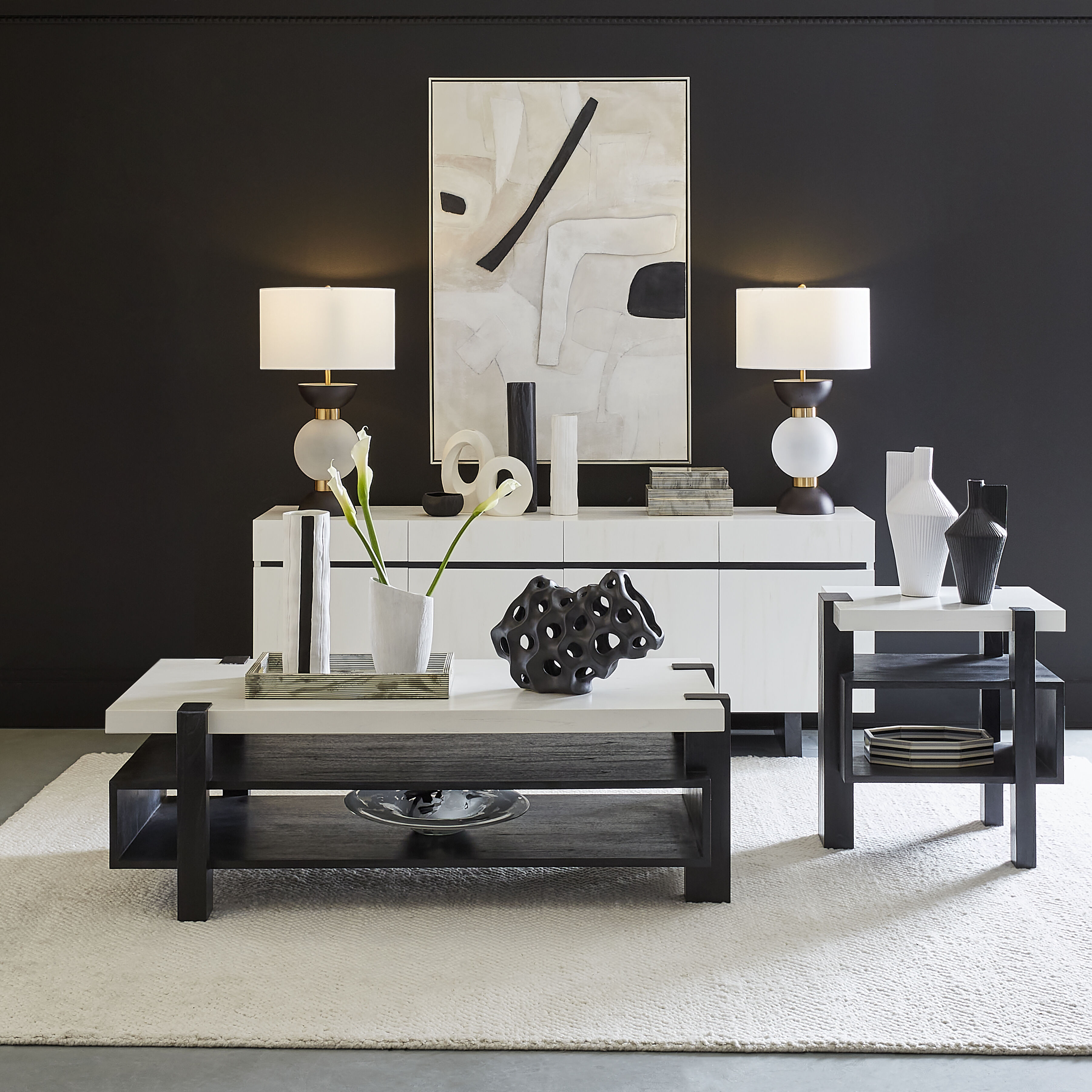 Clark 15.25 X 4.25 inch Vase in Matte White with Matte Black