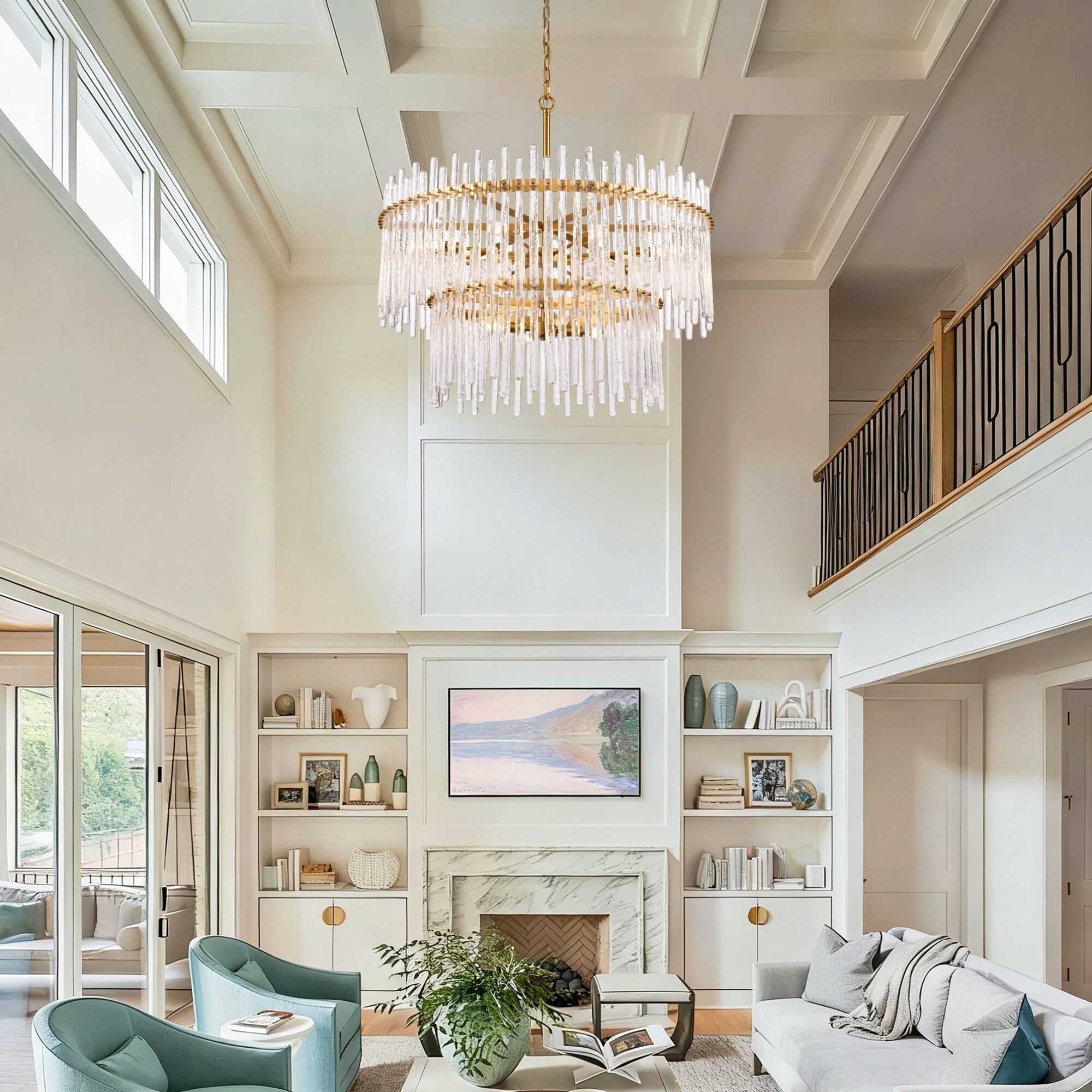 Icicles 12 Light 36 inch Satin Brass Pendant Ceiling Light