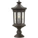 Estate Series Raley 4 Light 26.25 inch Oil Rubbed Bronze Outdoor Post Mount Lantern in Clear Seedy, Non-LED
