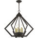 Prism 6 Light 26 inch English Bronze with Antique Brass Finish Accents Chandelier Ceiling Light