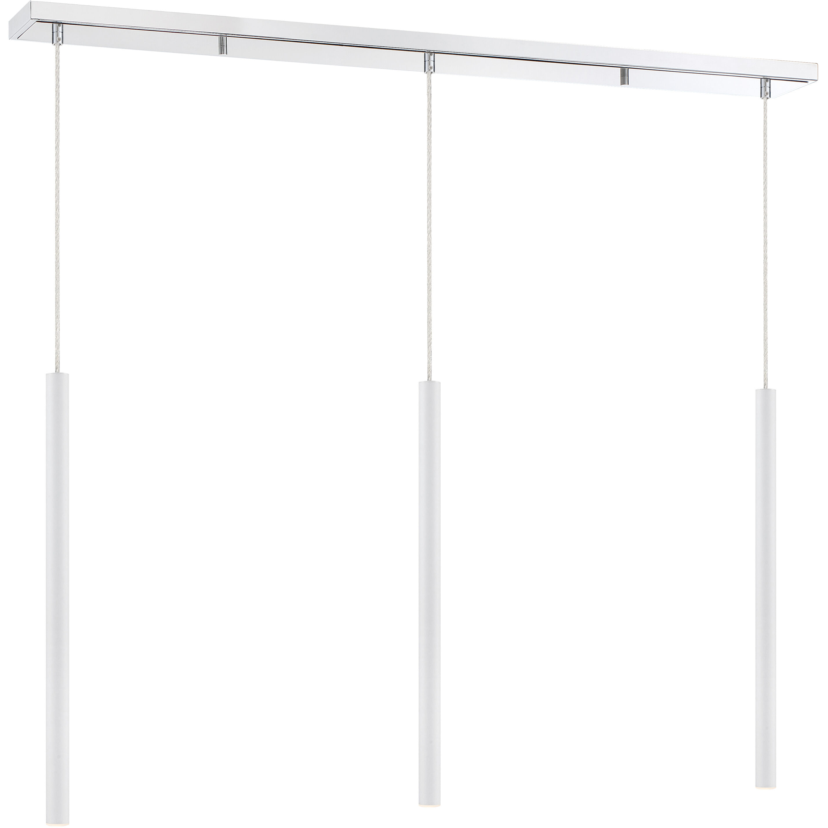 Forest LED 46 inch Chrome Linear Chandelier Ceiling Light in 3, 20, Matte White Steel