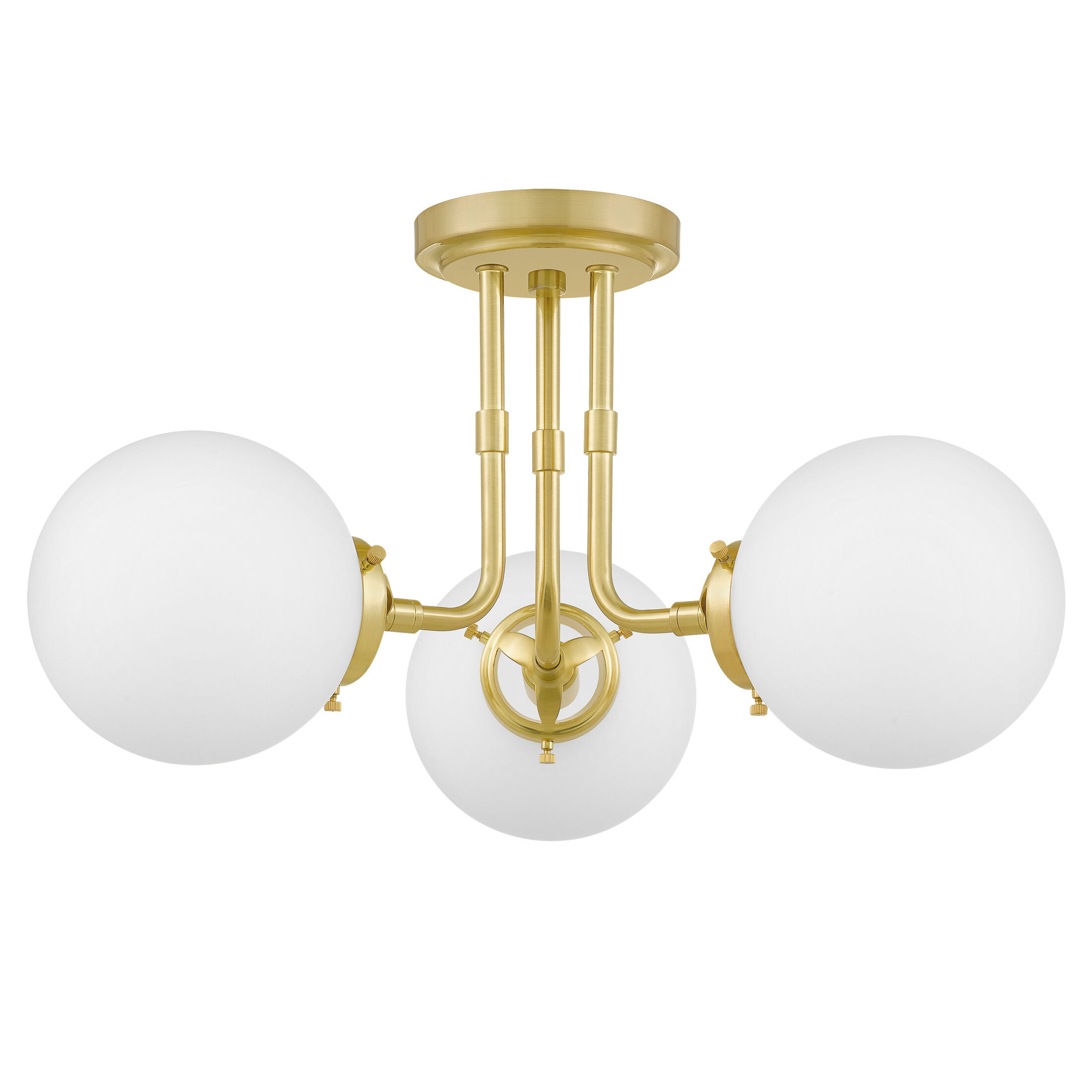 Landry 3 Light 21 inch Satin Brass Semi-Flush Mount Ceiling Light 