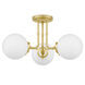 Landry 3 Light 21 inch Satin Brass Semi-Flush Mount Ceiling Light 