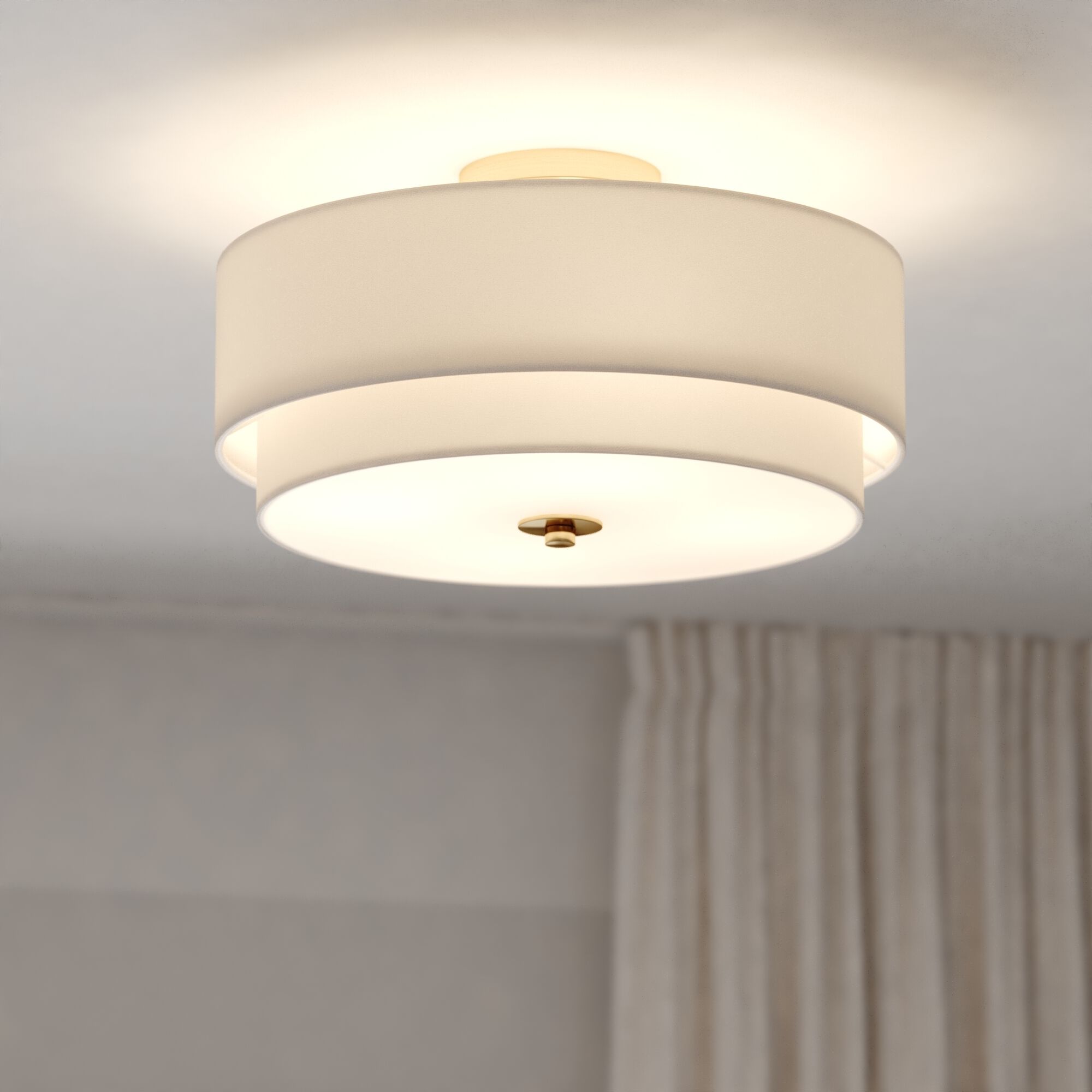 Burnaby LED 16 inch Matte Brass Semi-Flush Mount Ceiling Light