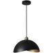 Luna Bella 1 Light 14 inch Matte Black and Weathered Brass Pendant Ceiling Light