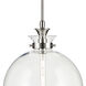 Laria 1 Light Polished Nickel Pendant Ceiling Light in Clear