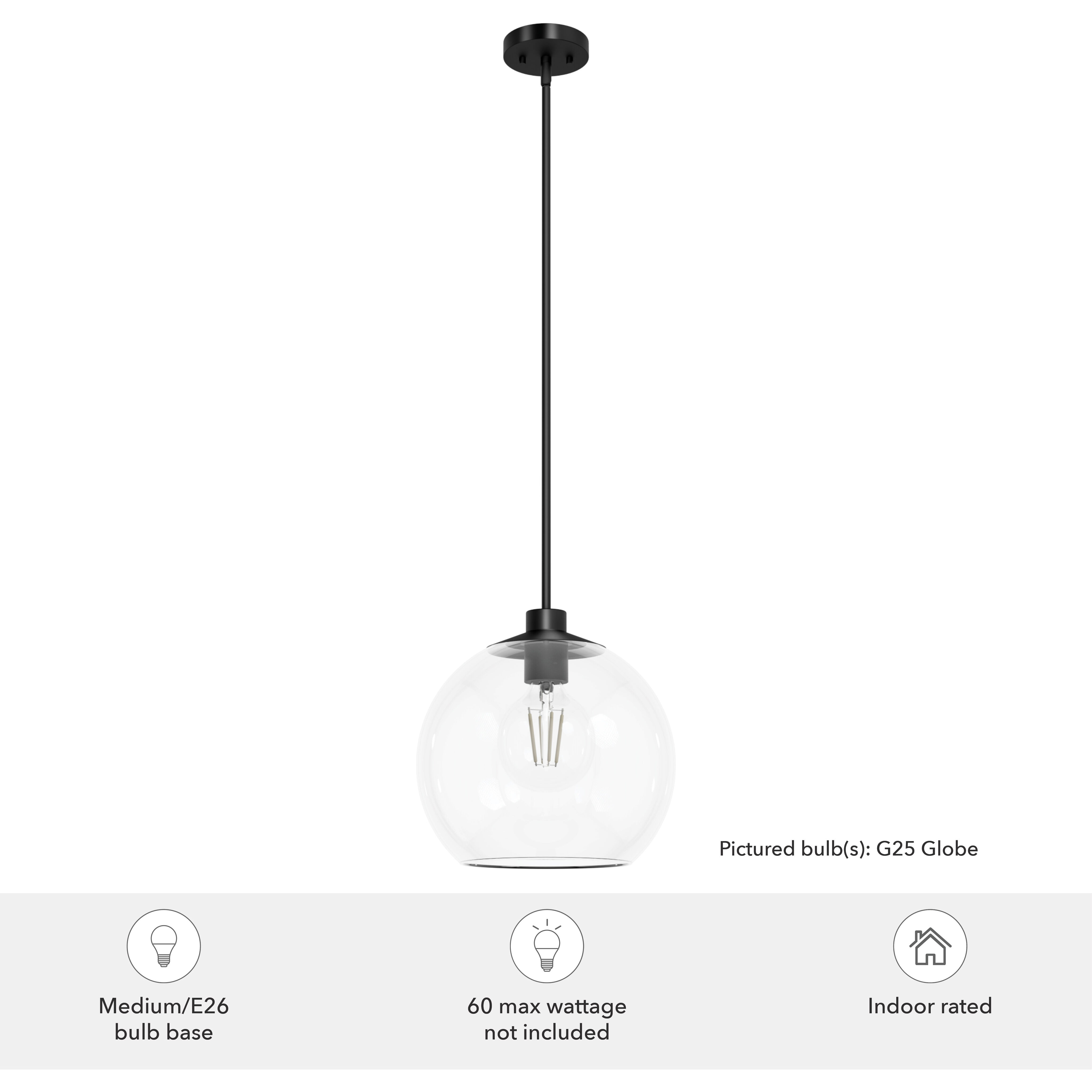 Xidane 1 Light 14 inch Matte Black Pendant Ceiling Light