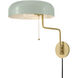 Ledger 21 inch 12 watt Lacquered Brass and Seafoam Swing Arm Sconce Wall Light in Lacquered Brass with Seafoam