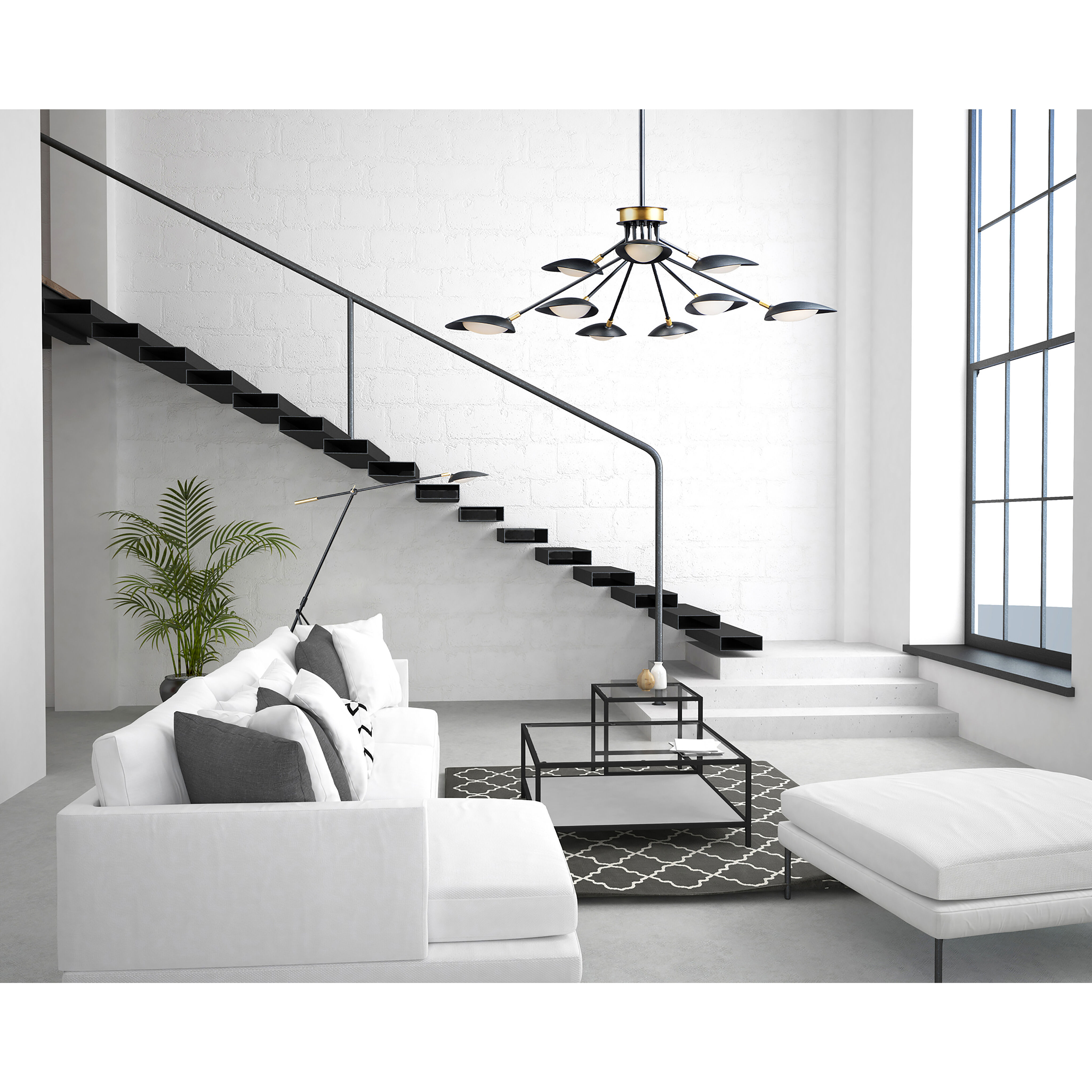 Scan LED 43.25 inch Black/Satin Brass Chandelier Ceiling Light