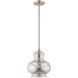 Art Glass 1 Light 10 inch Brushed Nickel Mini Pendant Ceiling Light