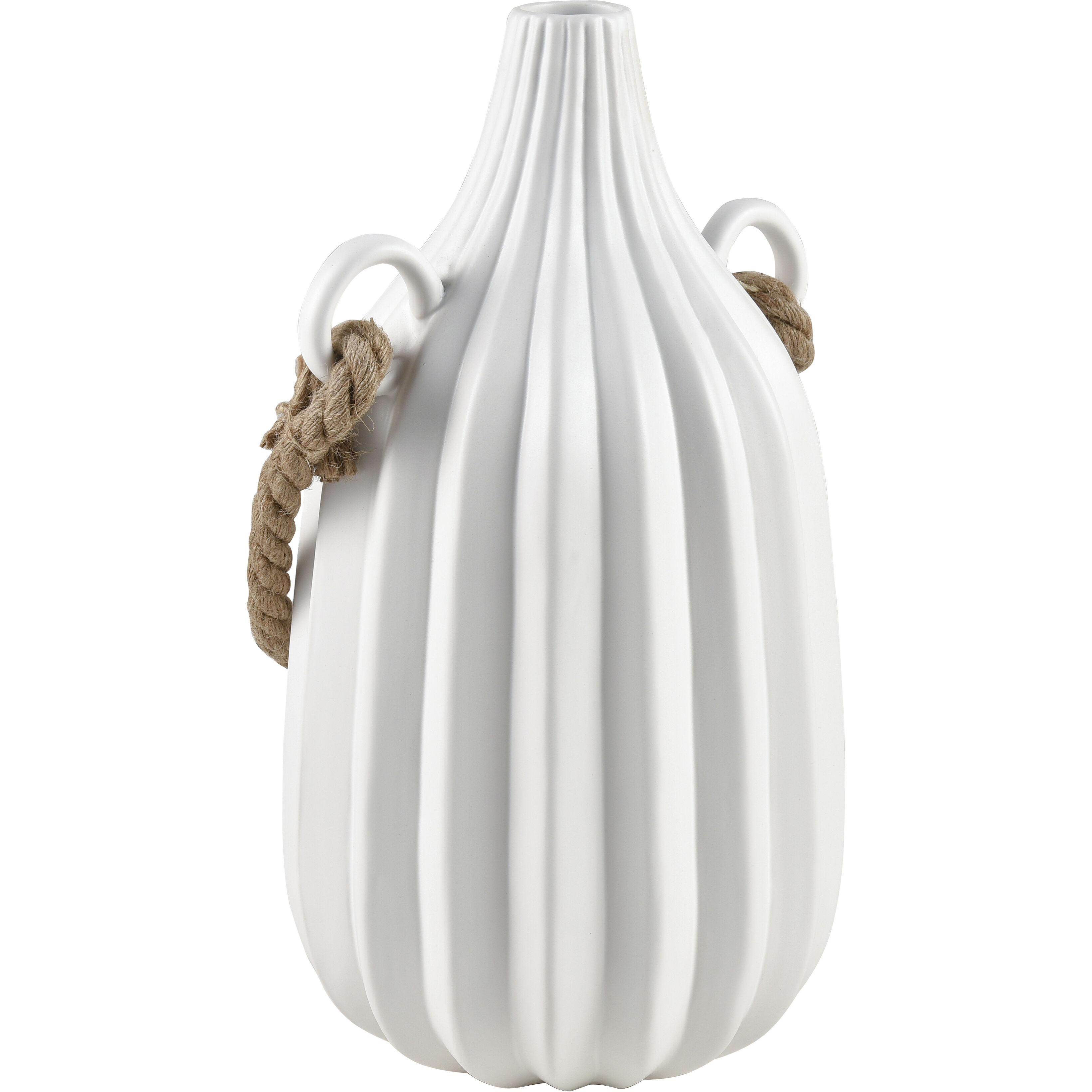 Harding 15.75 X 8.5 inch Vase in Matte White with Natural