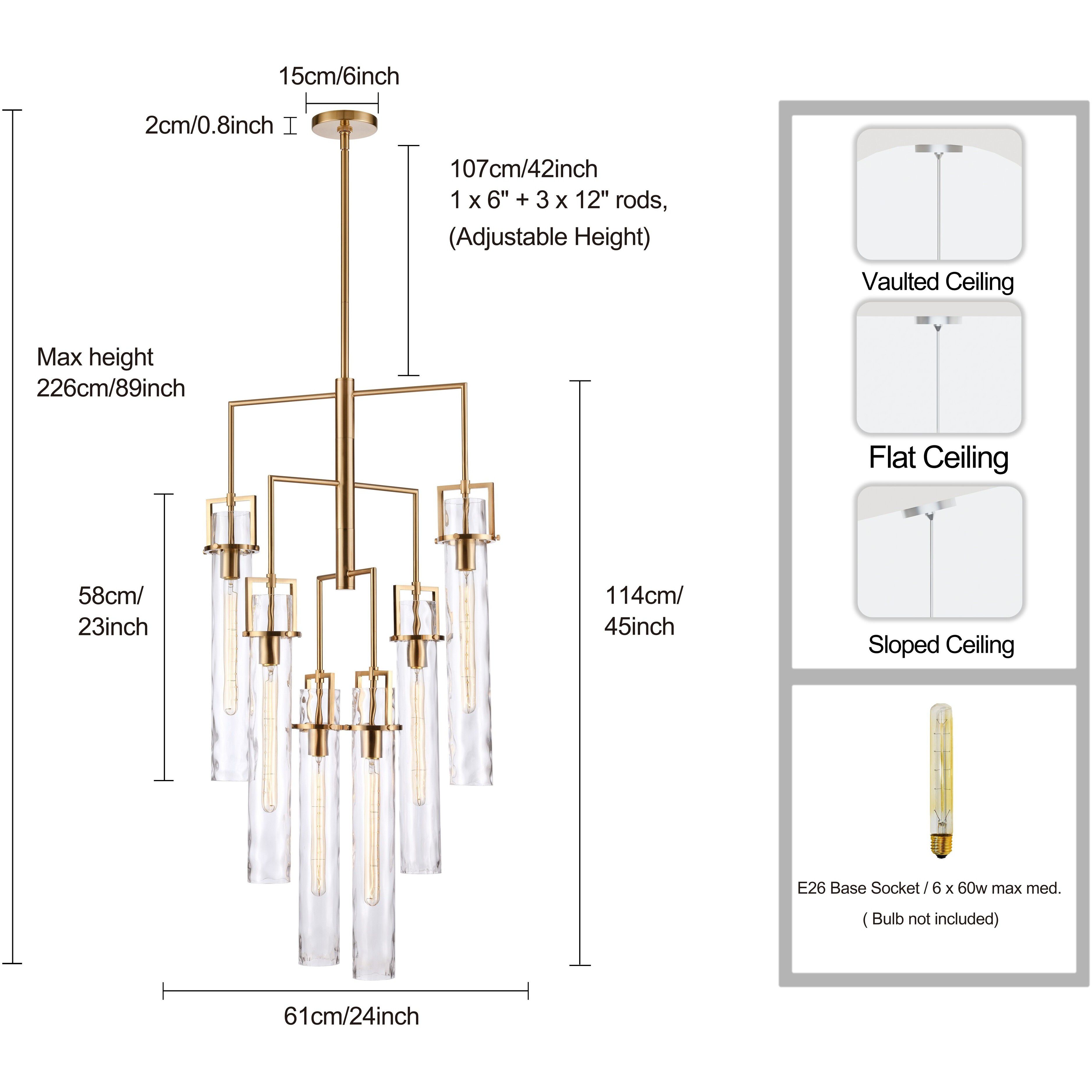 Jayden 6 Light 24.25 inch Lacquered Gold Chandelier Ceiling Light