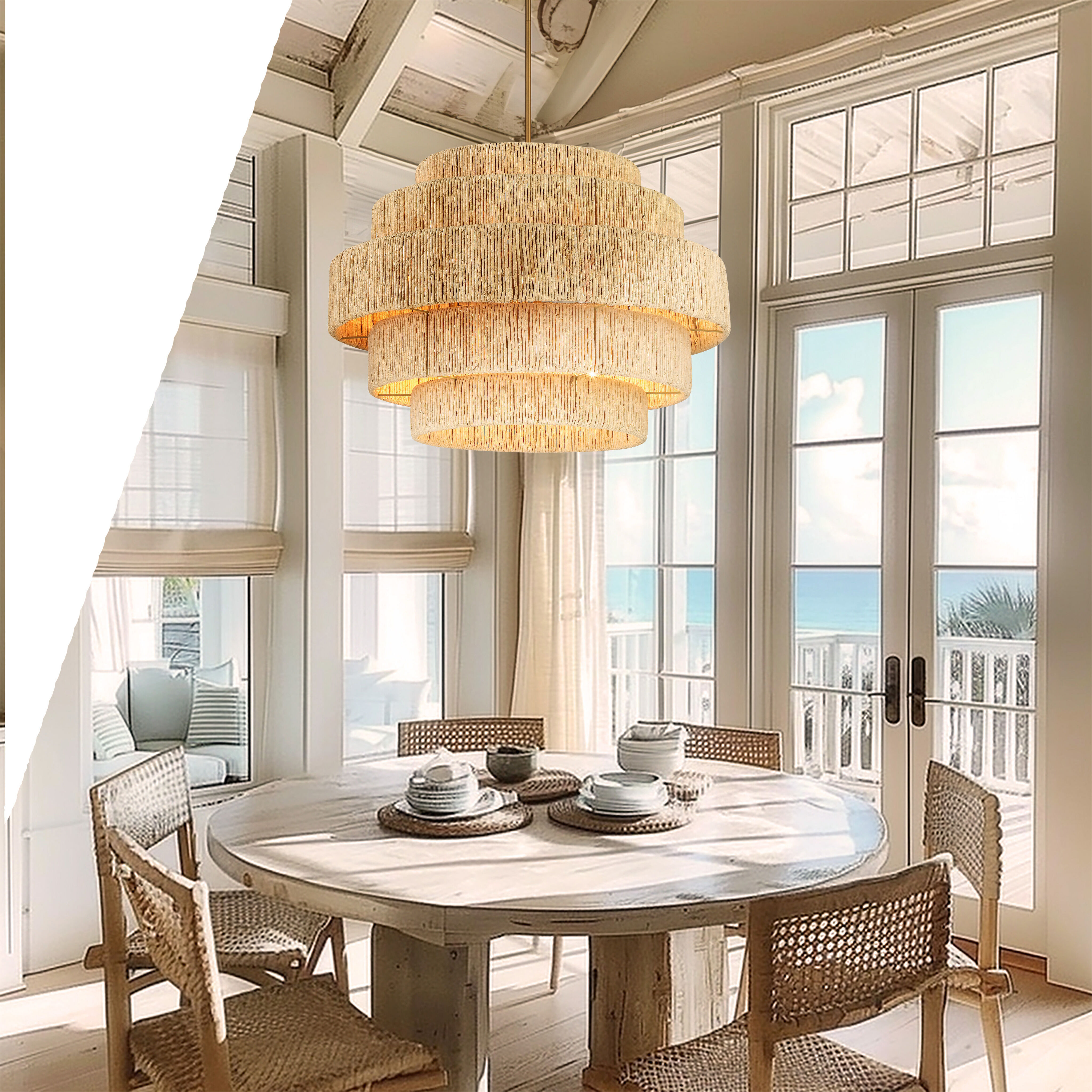 Caviana 6 Light 31 inch Signature Brass Pendant Ceiling Light