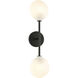 Peony 2 Light 5.88 inch Matte Black Wall Sconce Wall Light