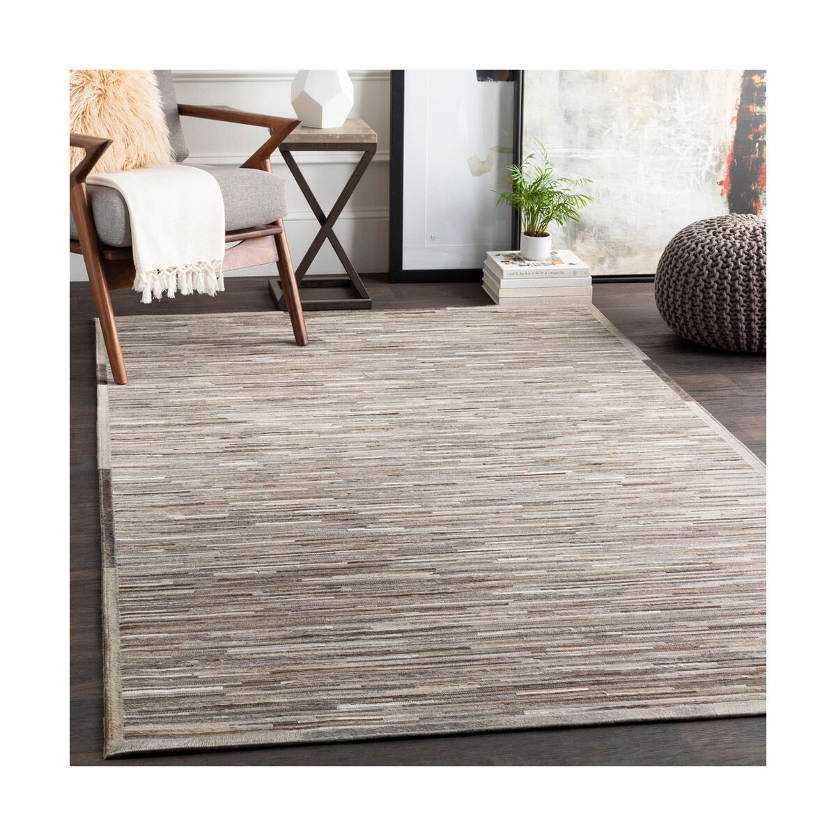 Zander 36 X 24 inch Medium Gray/Dark Brown/Black/Ivory/Wheat Rugs