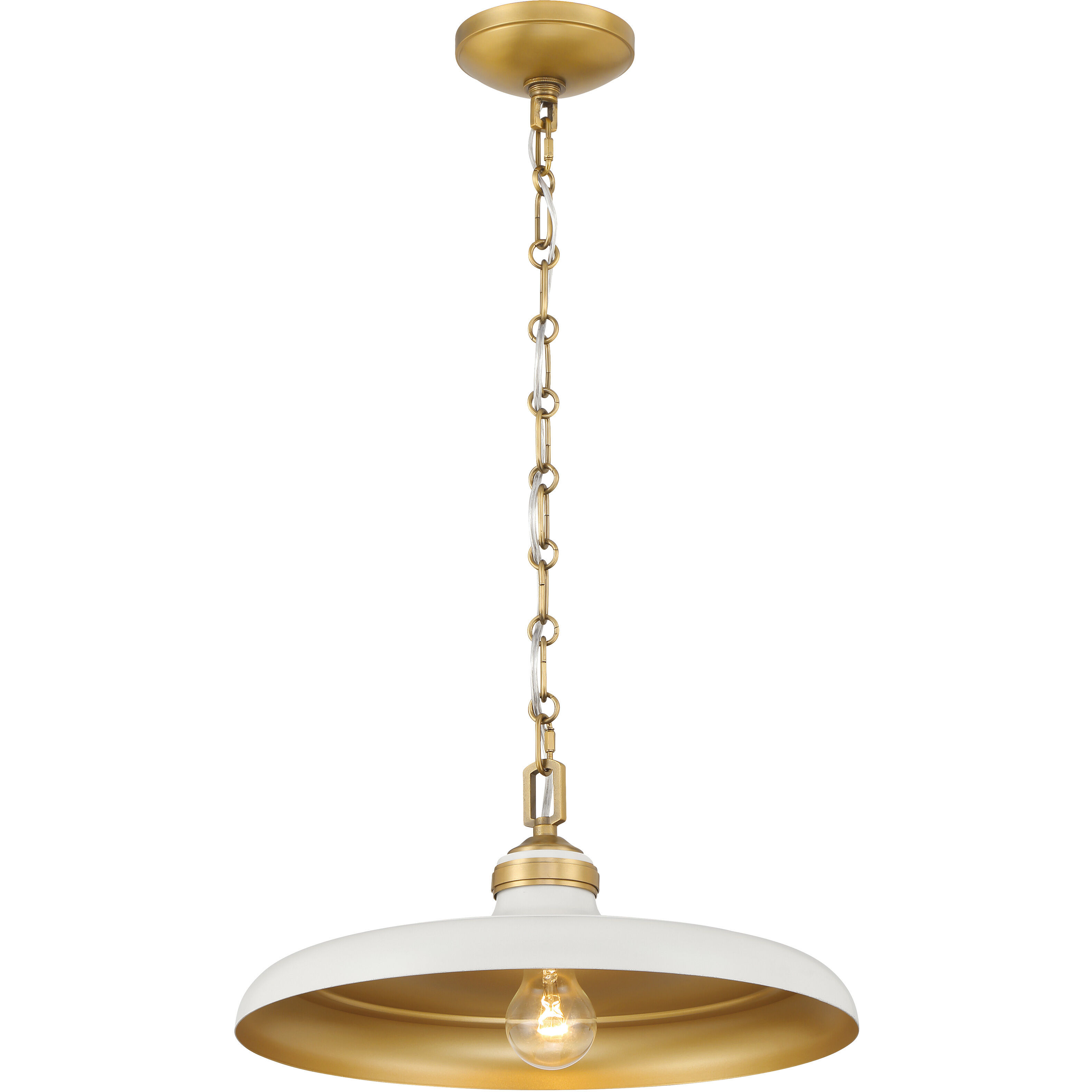Crowne 1 Light 16 inch Legacy Brass and Off White Cream Pendant Ceiling Light