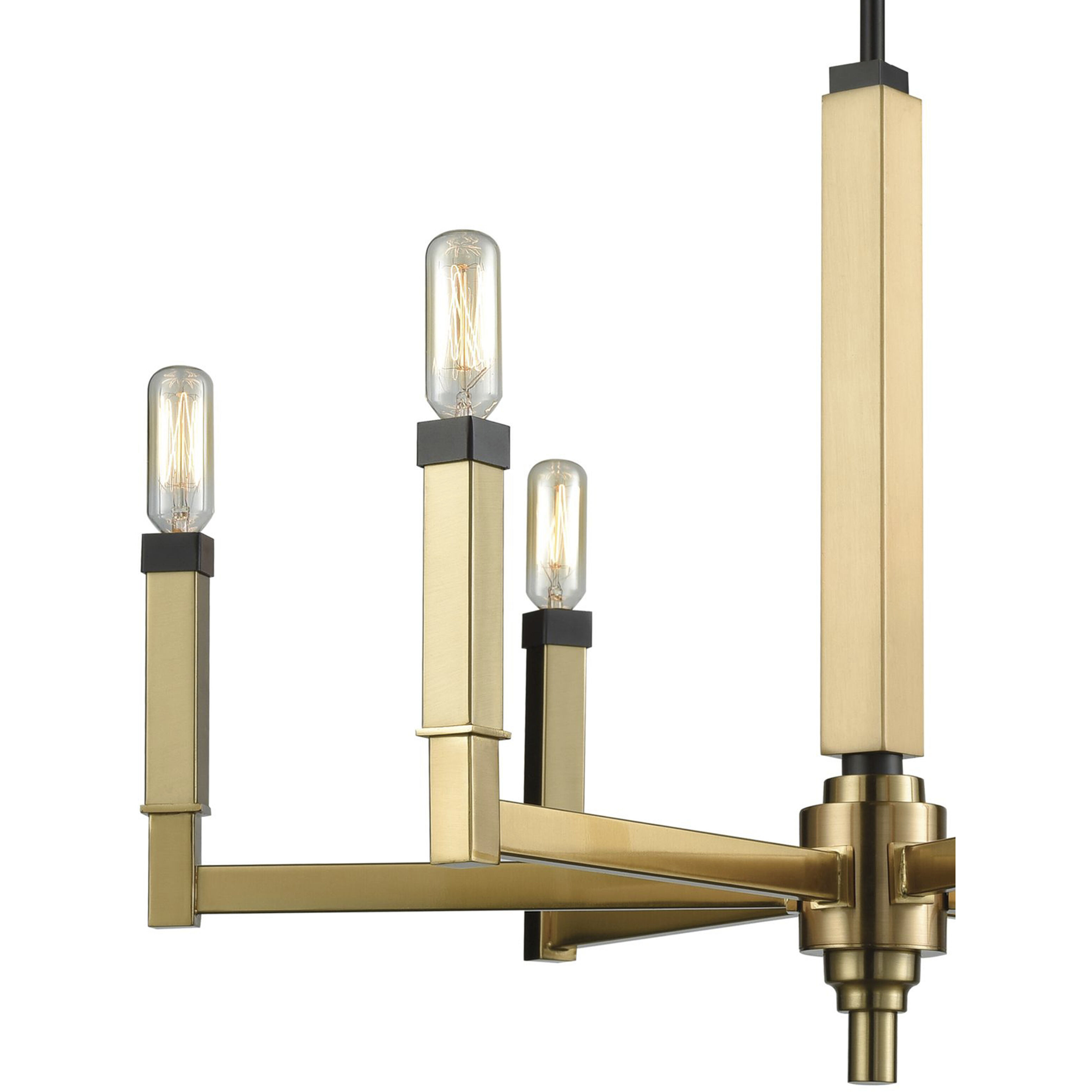 Mandeville 6 Light 23 inch Satin Brass with Oil Rubbed Bronze Chandelier Ceiling Light