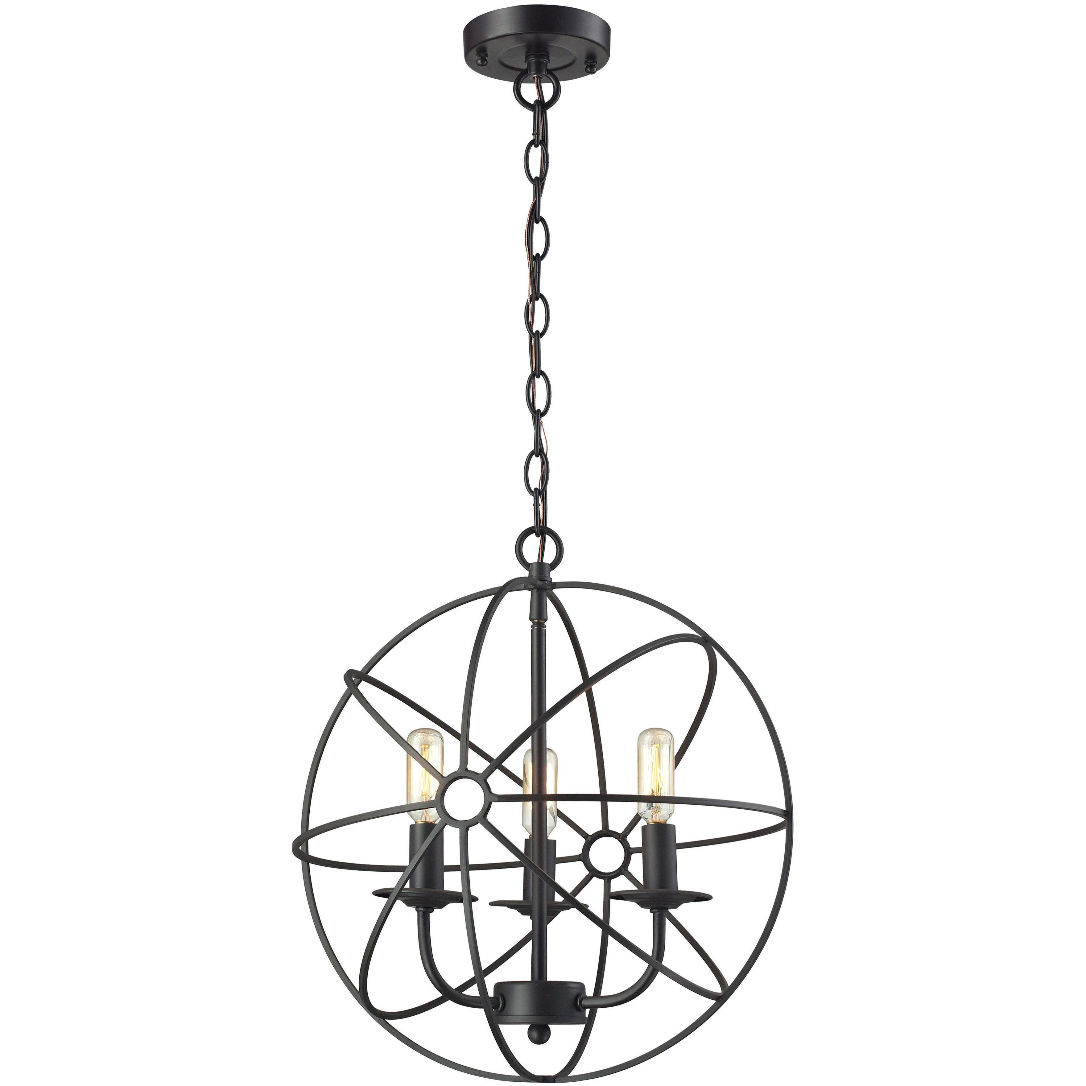 Yardley 3 Light 16 inch Black Chandelier Ceiling Light