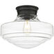 Ingalls 1 Light 16 inch Modern Brass Semi-Flush Mount Ceiling Light in Vintage Milk Glass, Large