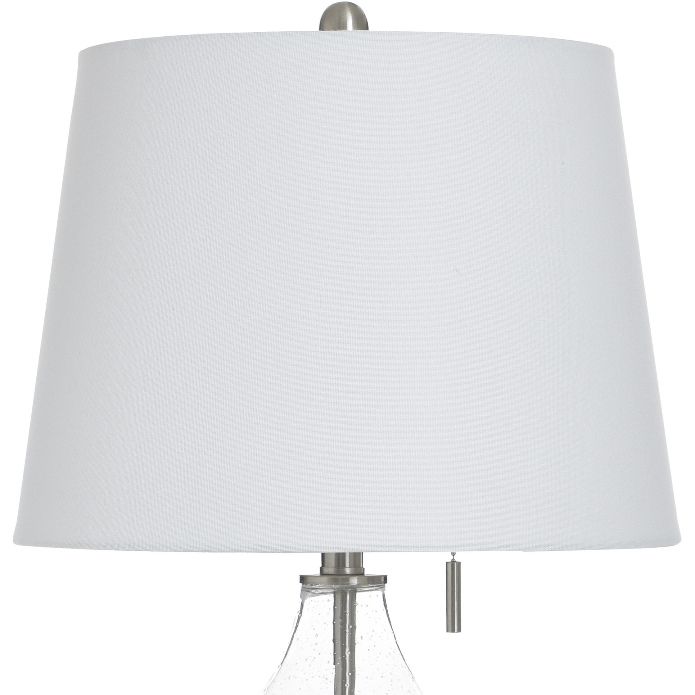 Cameron 31.5 inch 100 watt Clear Seeded and Brushed Steel and White Table Lamp Portable Light