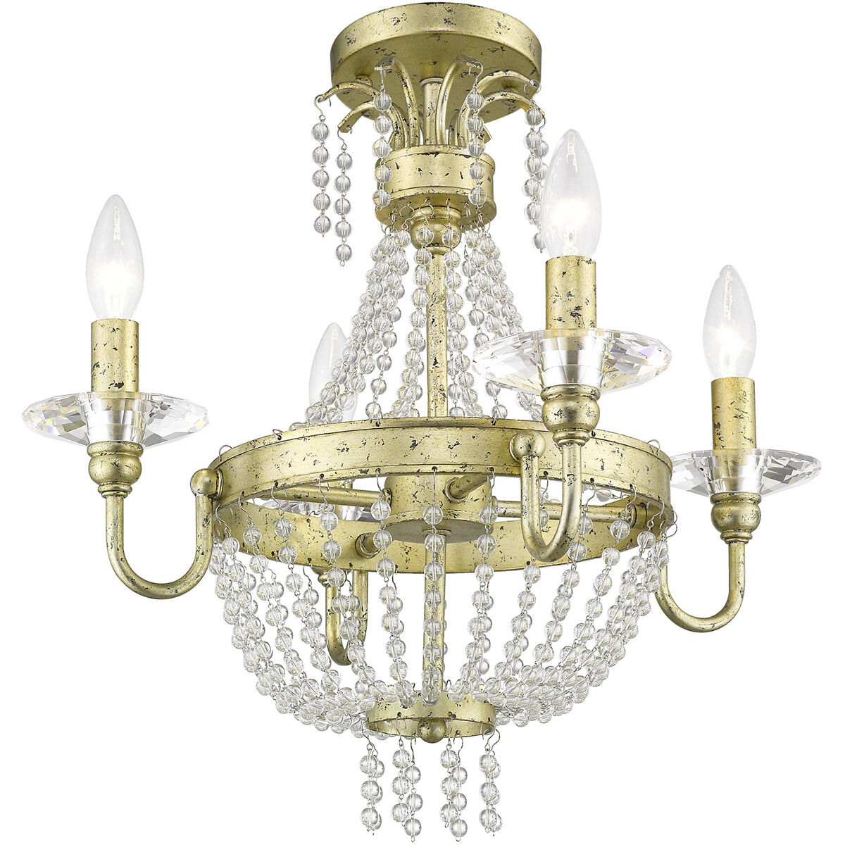 Valentina 4 Light 18 inch Hand Applied Winter Gold Convertible Mini Chandelier/Ceiling Mount Ceiling Light