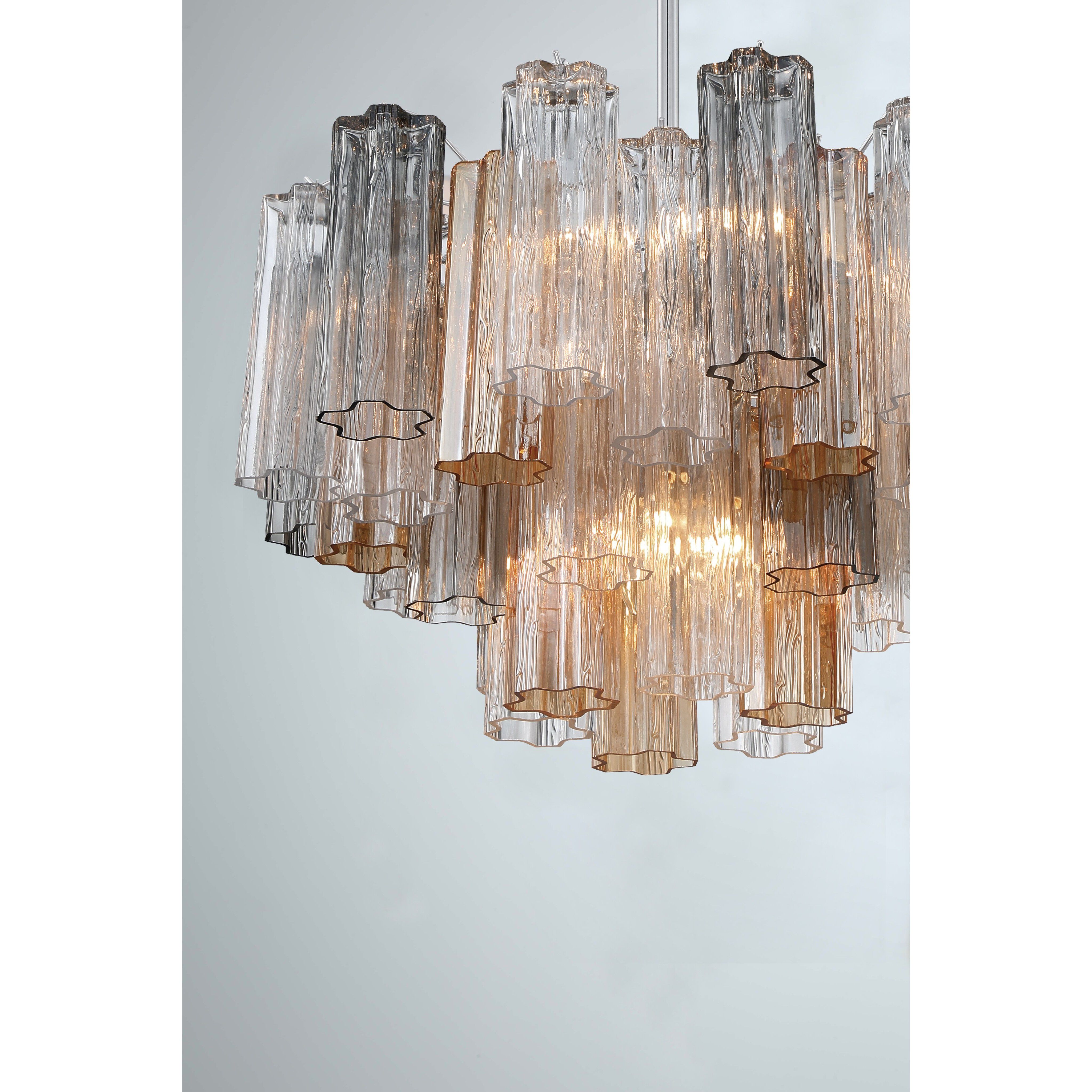 Addis 9 Light 22 inch Polished Chrome Chandelier Ceiling Light in Tronchi Glass Autumn
