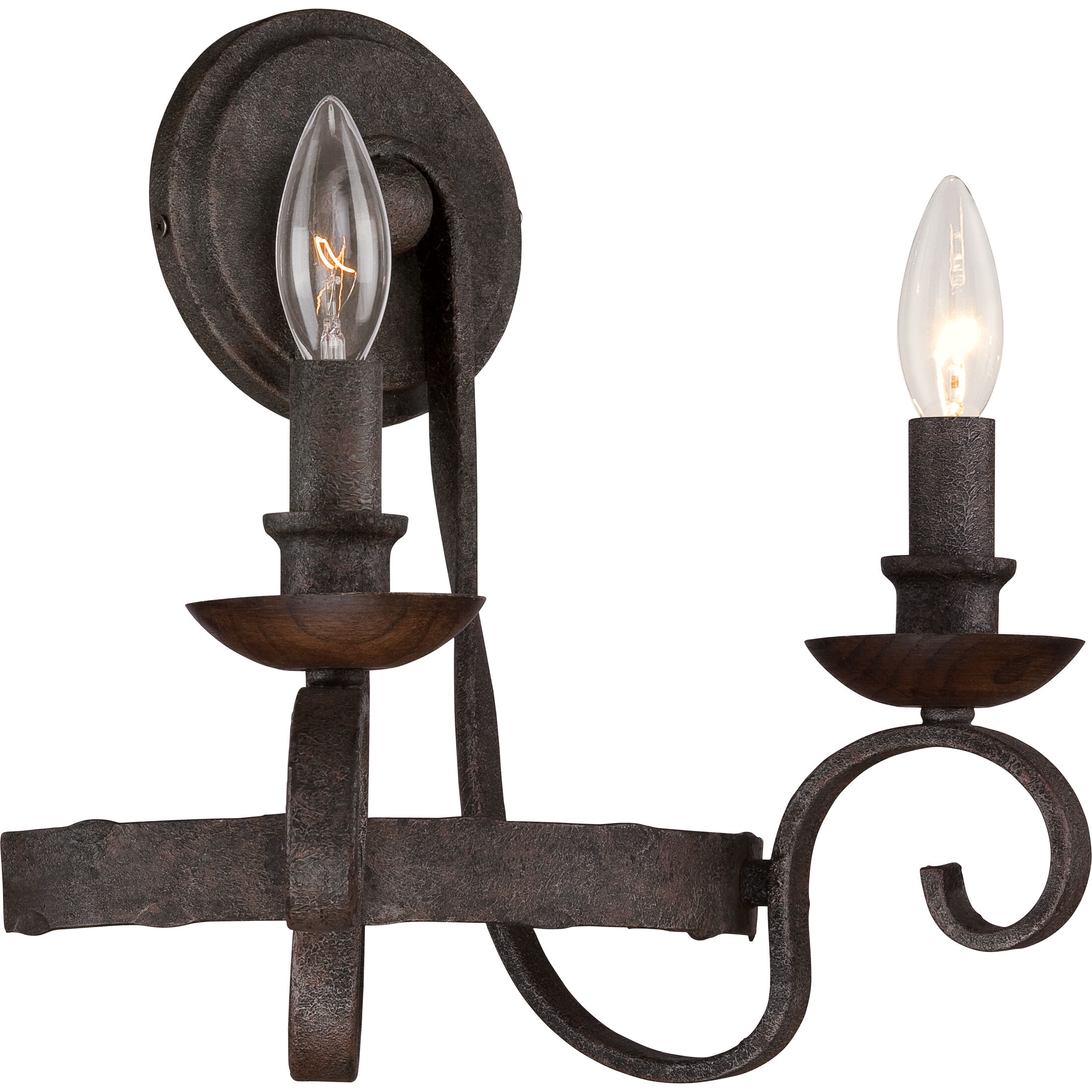 Noble 2 Light 12 inch Rustic Black Wall Sconce Wall Light