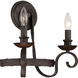 Noble 2 Light 12 inch Rustic Black Wall Sconce Wall Light