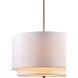 Schiffer 3 Light 18 inch Brushed Nickel Pendant Ceiling Light in Ivory Fabric Drum - Double Shade