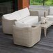 Sunset Oatmeal Wicker and Oyster White Fabric Outdoor Swivel Lounge Chair