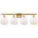 Ballston Athens LED 36 inch Satin Gold Bath Vanity Light Wall Light in Matte White Glass, Ballston