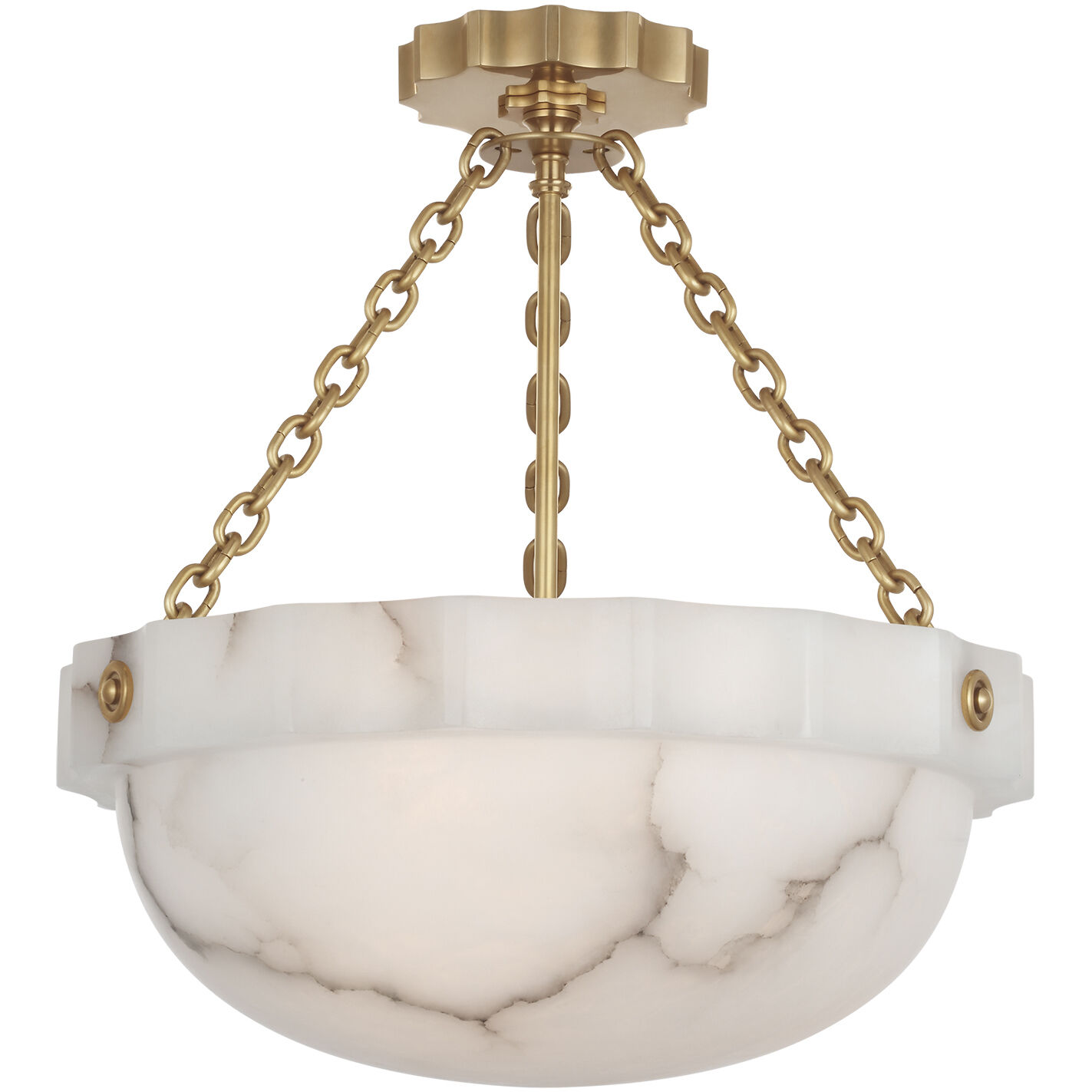 Chapman & Myers Fluted Band LED 16 inch Alabaster Semi-Flush Mount Ceiling Light