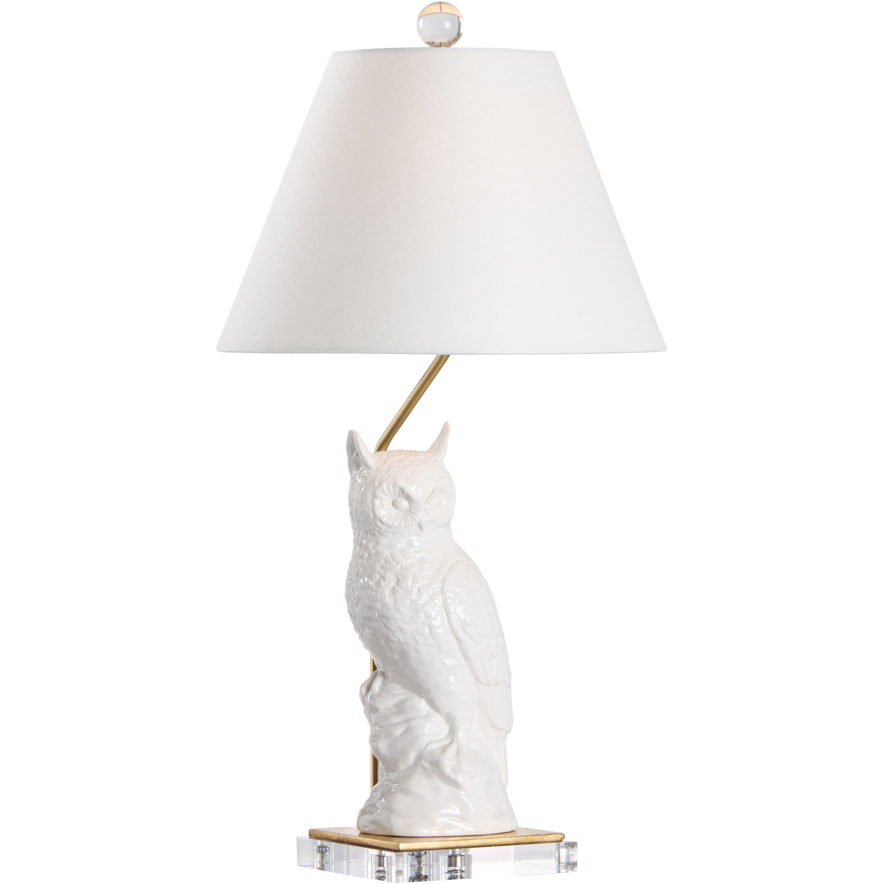 Hoot 20.5 inch 100.00 watt White/Cream and Gold Table Lamp Portable Light, Right