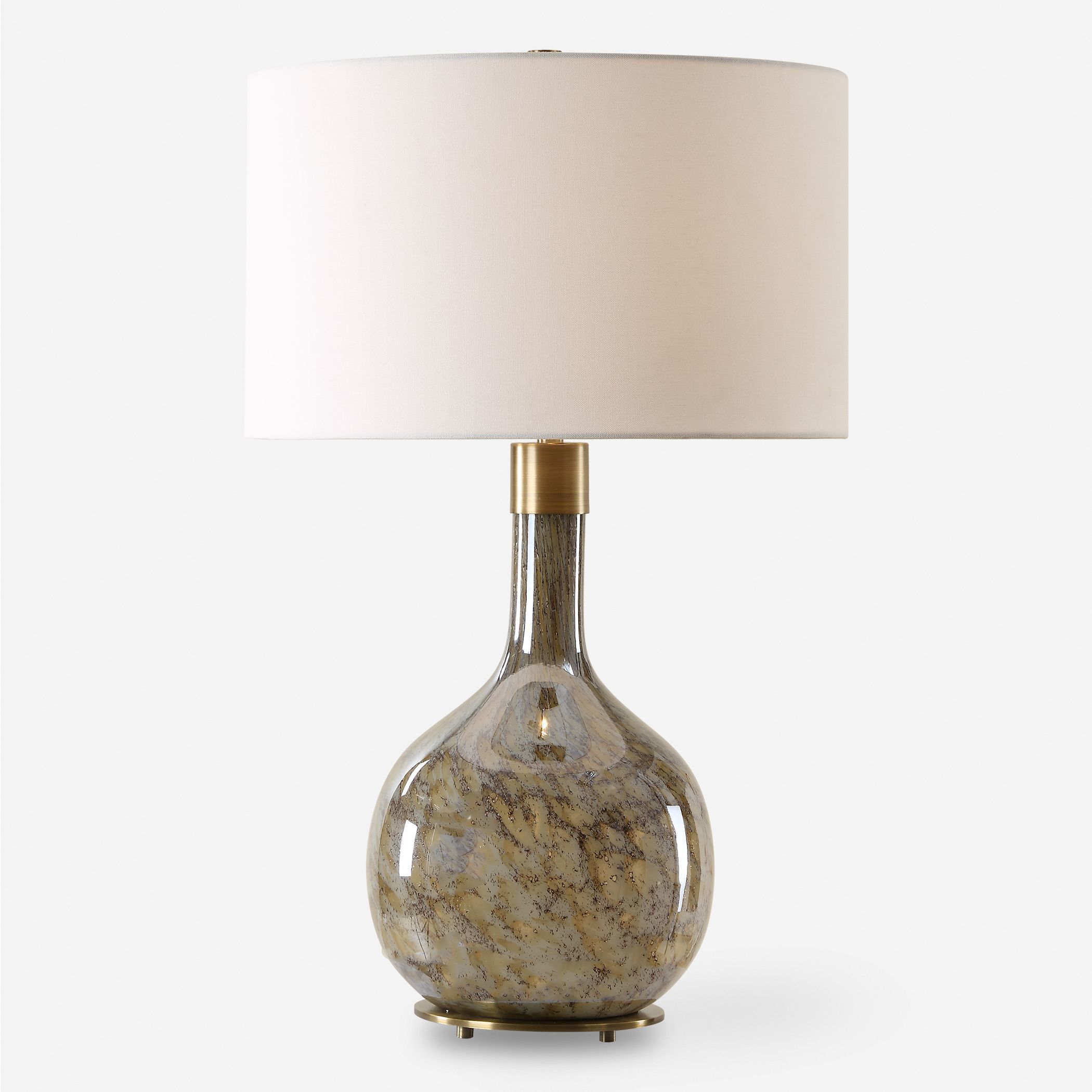 Rhine 27.25 inch 150.00 watt Light and Dark Brown and Smoke Gray Seeded Glass with Antique Brass Table Lamp Portable Light