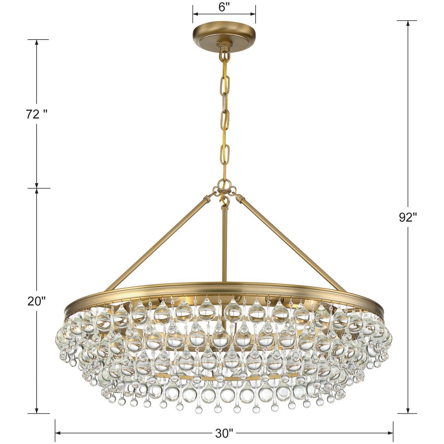 Calypso 6 Light 30 inch Vibrant Gold Chandelier Ceiling Light