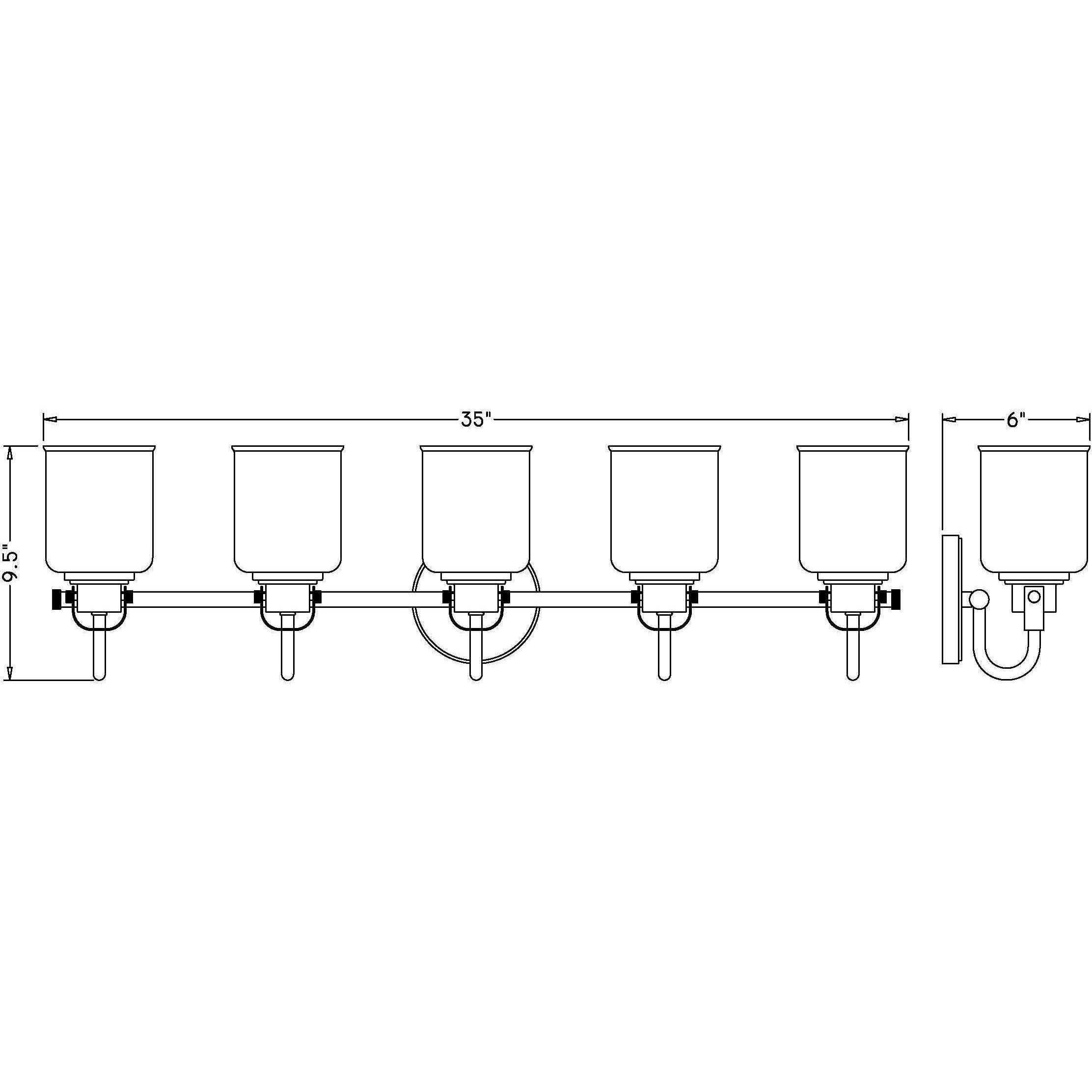 Kinsley 5 Light 35 inch Matte Black Vanity Wall Light