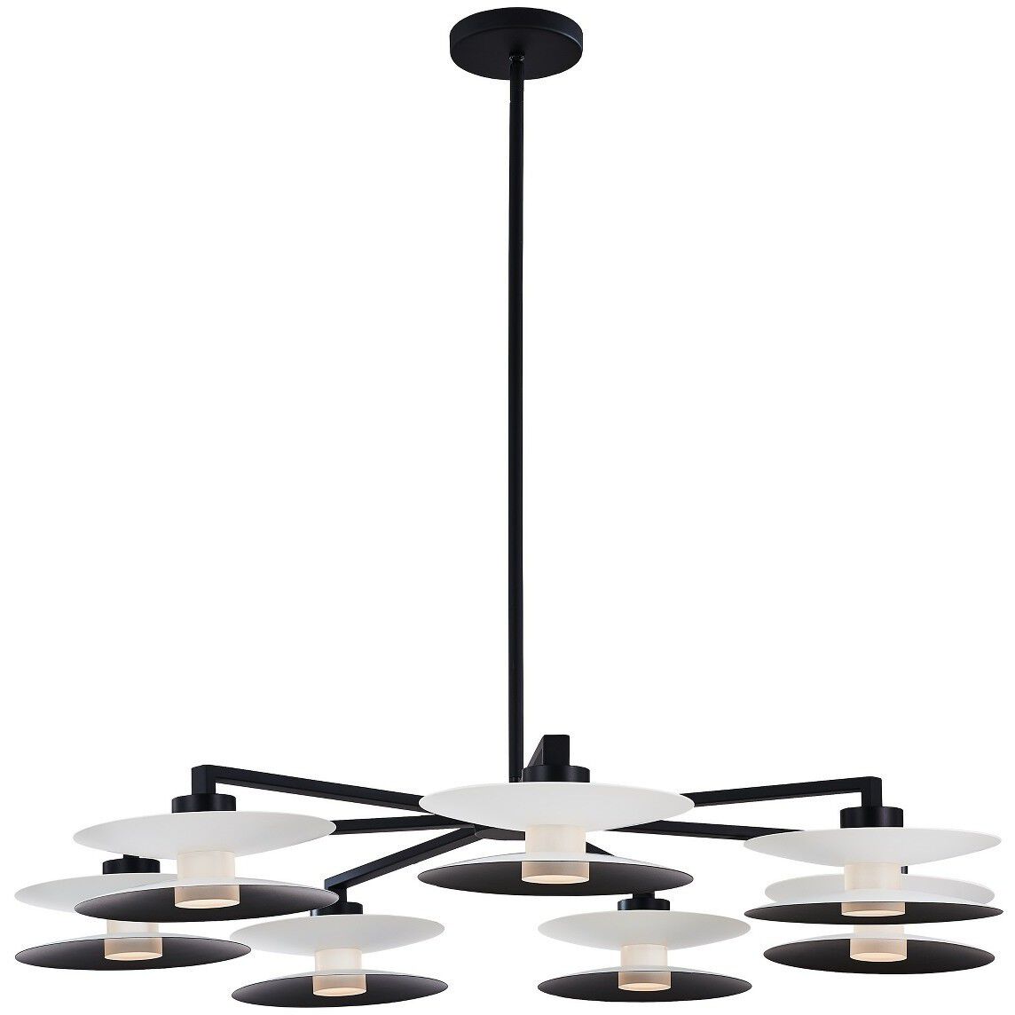 Fresno 7 Light 34 inch White and Matte Black Chandelier Ceiling Light