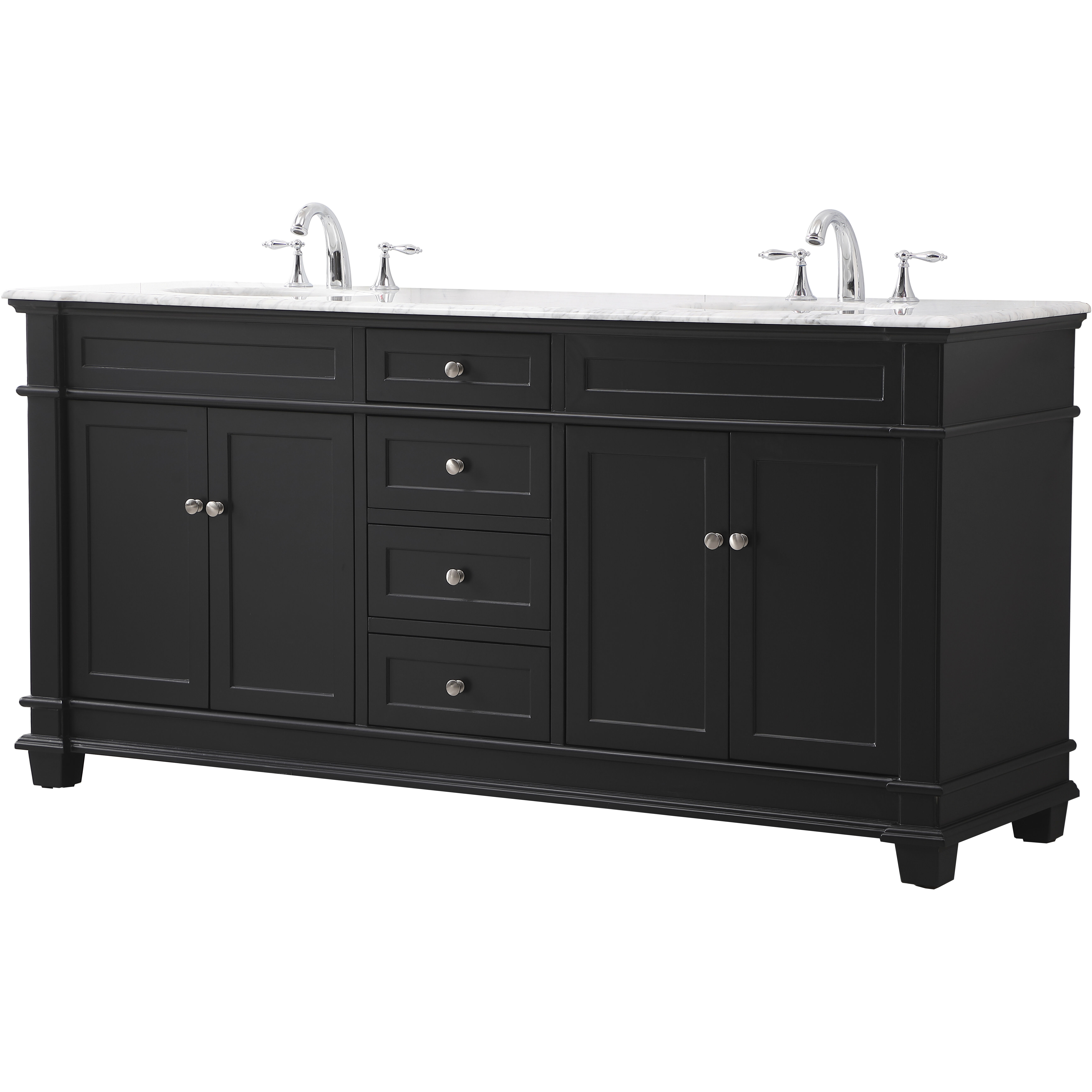 Wesley 72 X 22 X 35 inch Black Vanity Sink Set